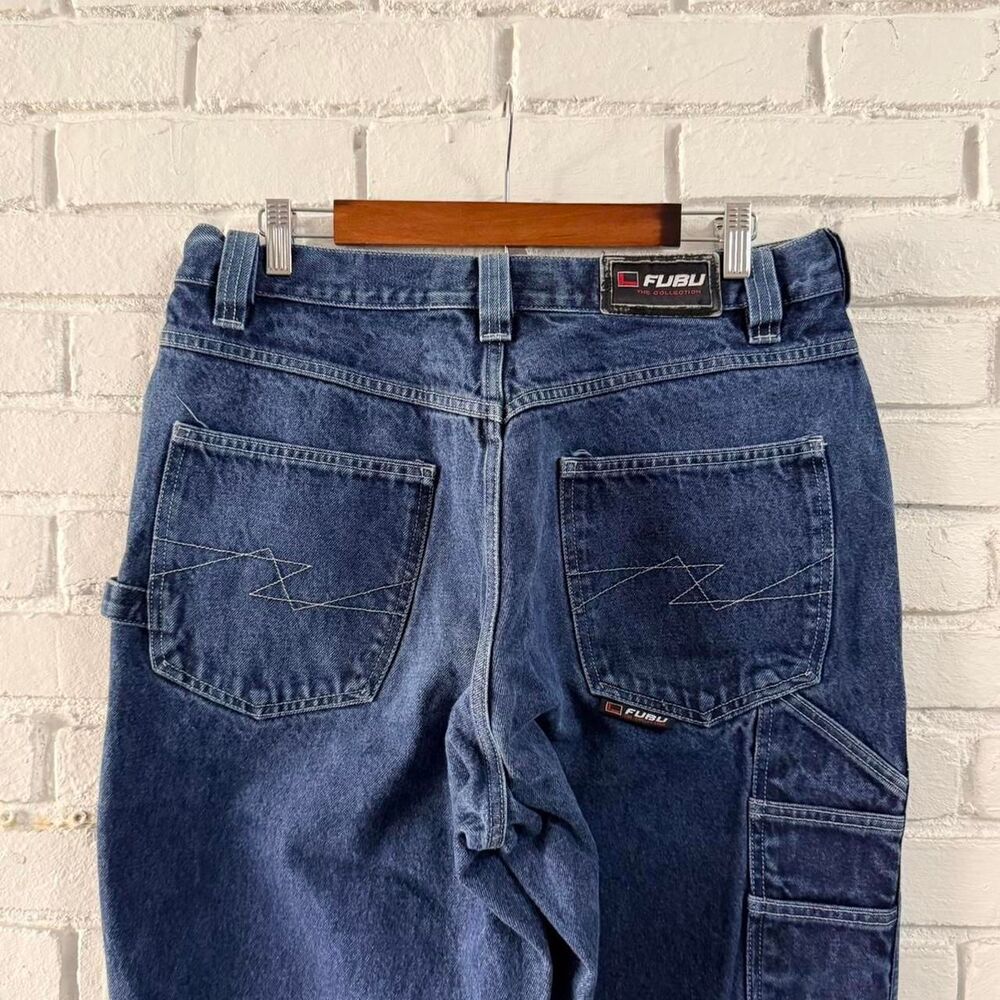 Vintage Fubu Baggy Embroidered Denim Carpenter Jeans Y2K 90s (Size 34 x 34)